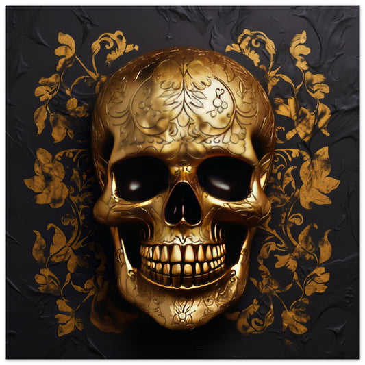 Gilded Reverie - Gold Skull Print - Print Room Ltd No Frame Selected 70x70 cm / 28x28"