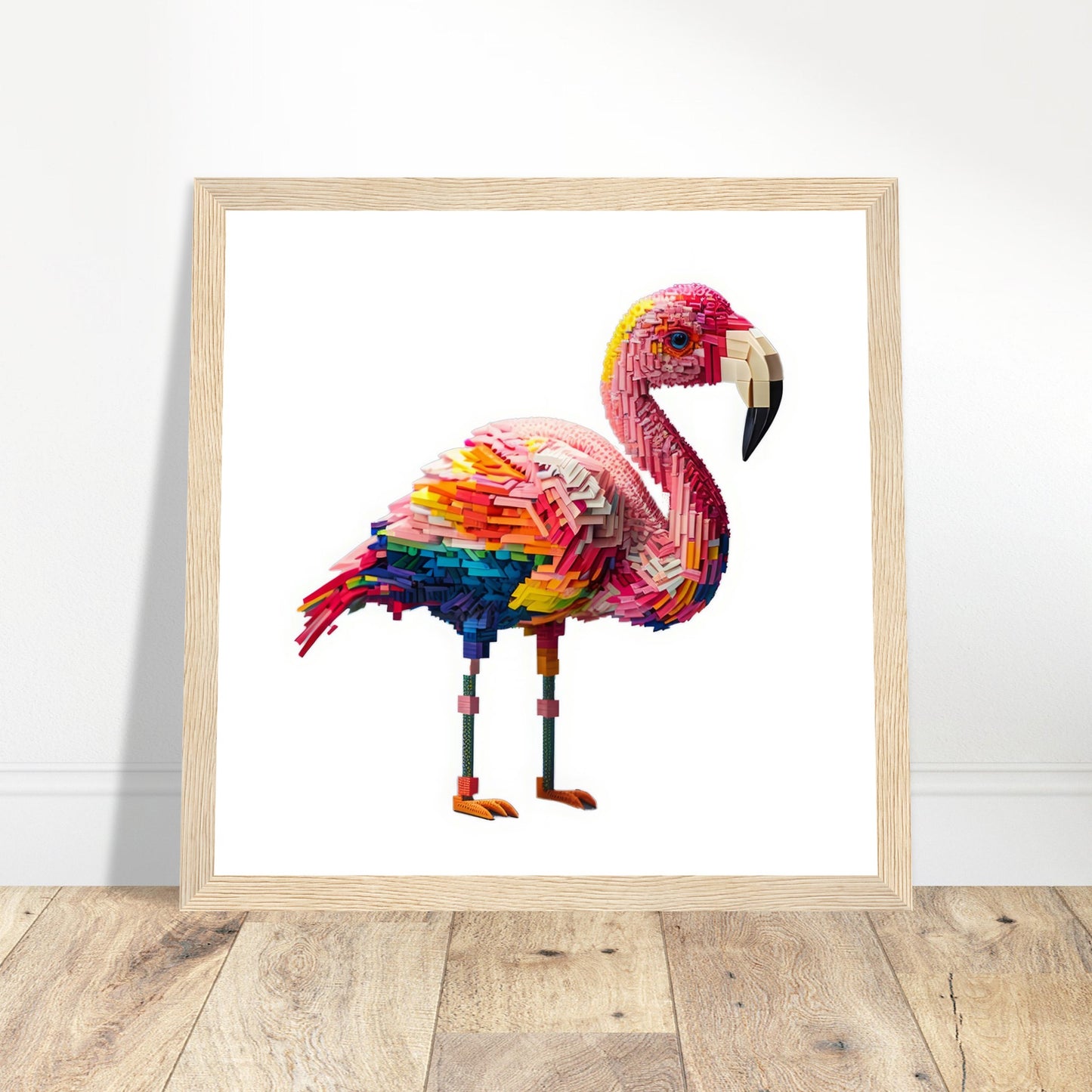 Block Flamingo Art - Print Room Ltd White frame 70x70 cm / 28x28"
