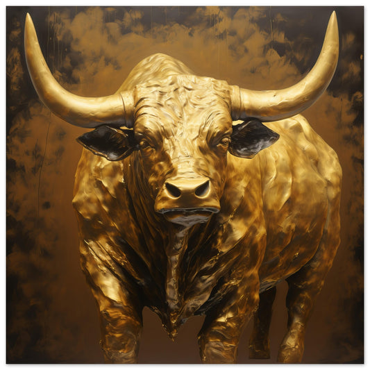 Gold Bull art Print - Print Room Ltd No Frame Selected 70x70 cm / 28x28"