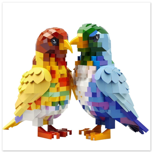 Building Block Birds Art - Print Room Ltd No Frame Selected 70x70 cm / 28x28"