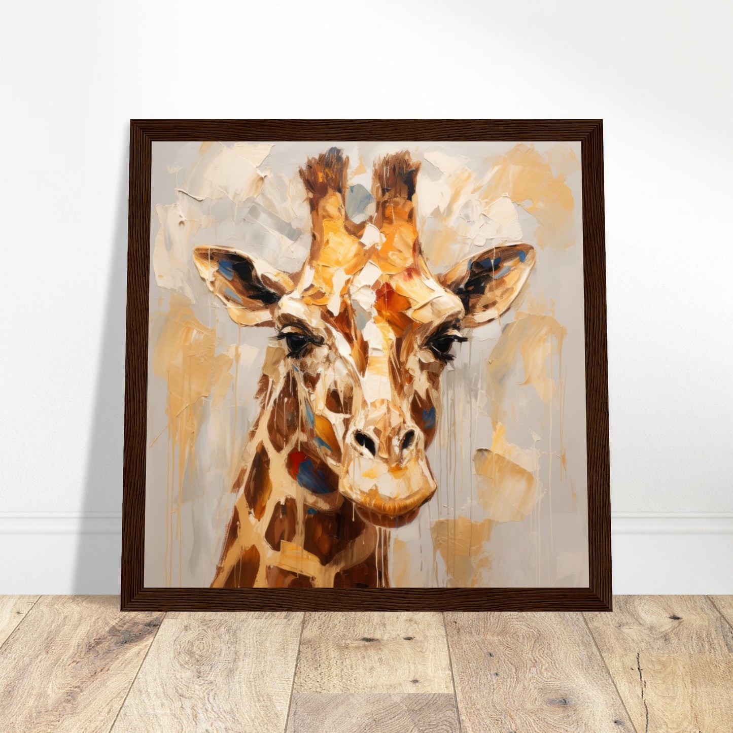 Giraffe Print Savanna Art - Print Room Ltd White frame 30x30 cm / 12x12"