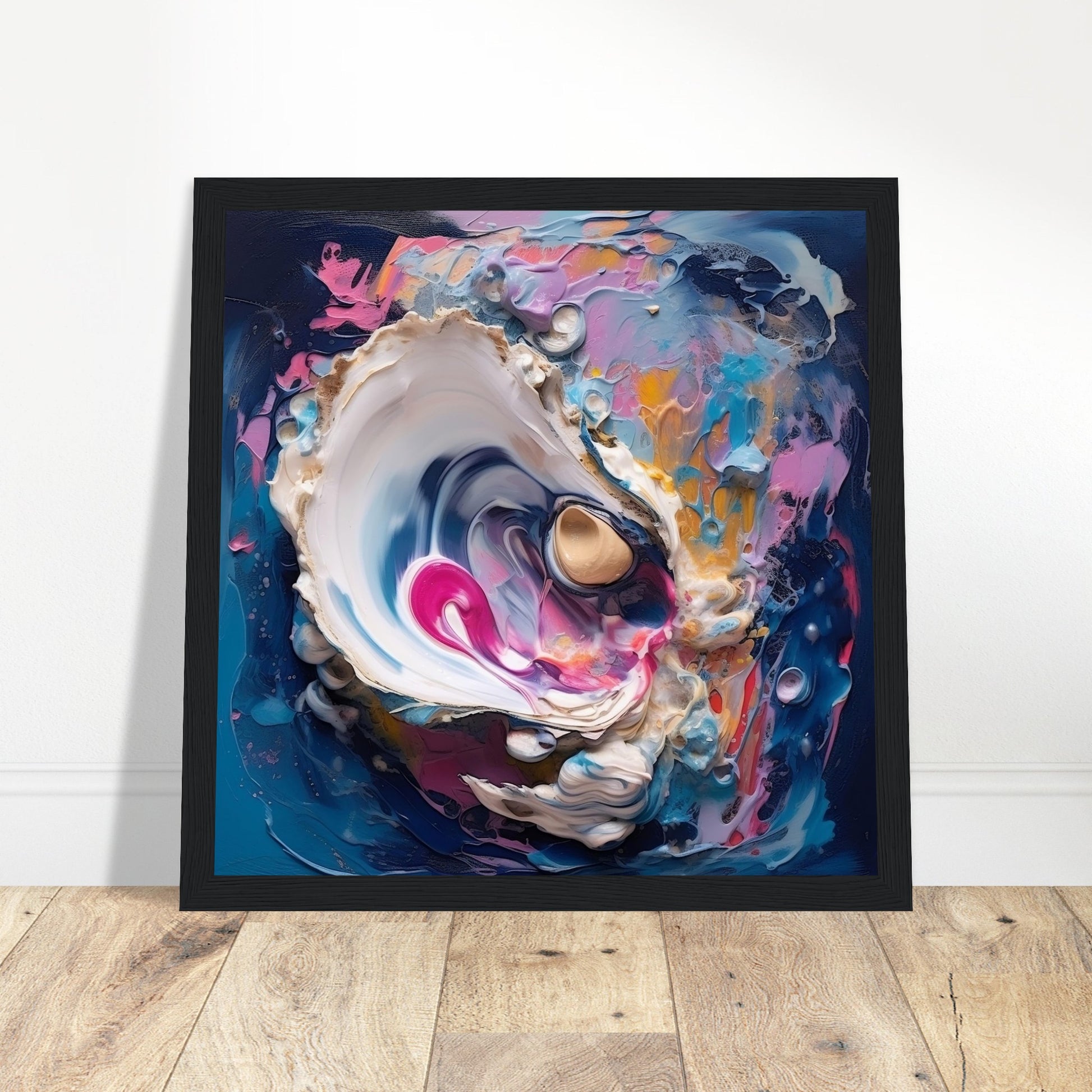 Oyster Sea Artwork Series #1 - Print Room Ltd Dark wood frame 30x30 cm / 12x12"
