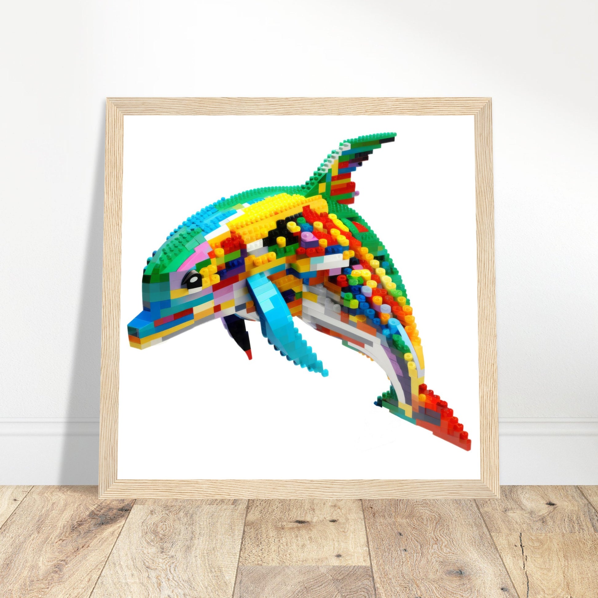 Dolphin Artwork - Print Room Ltd Dark wood frame 50x50 cm / 20x20"