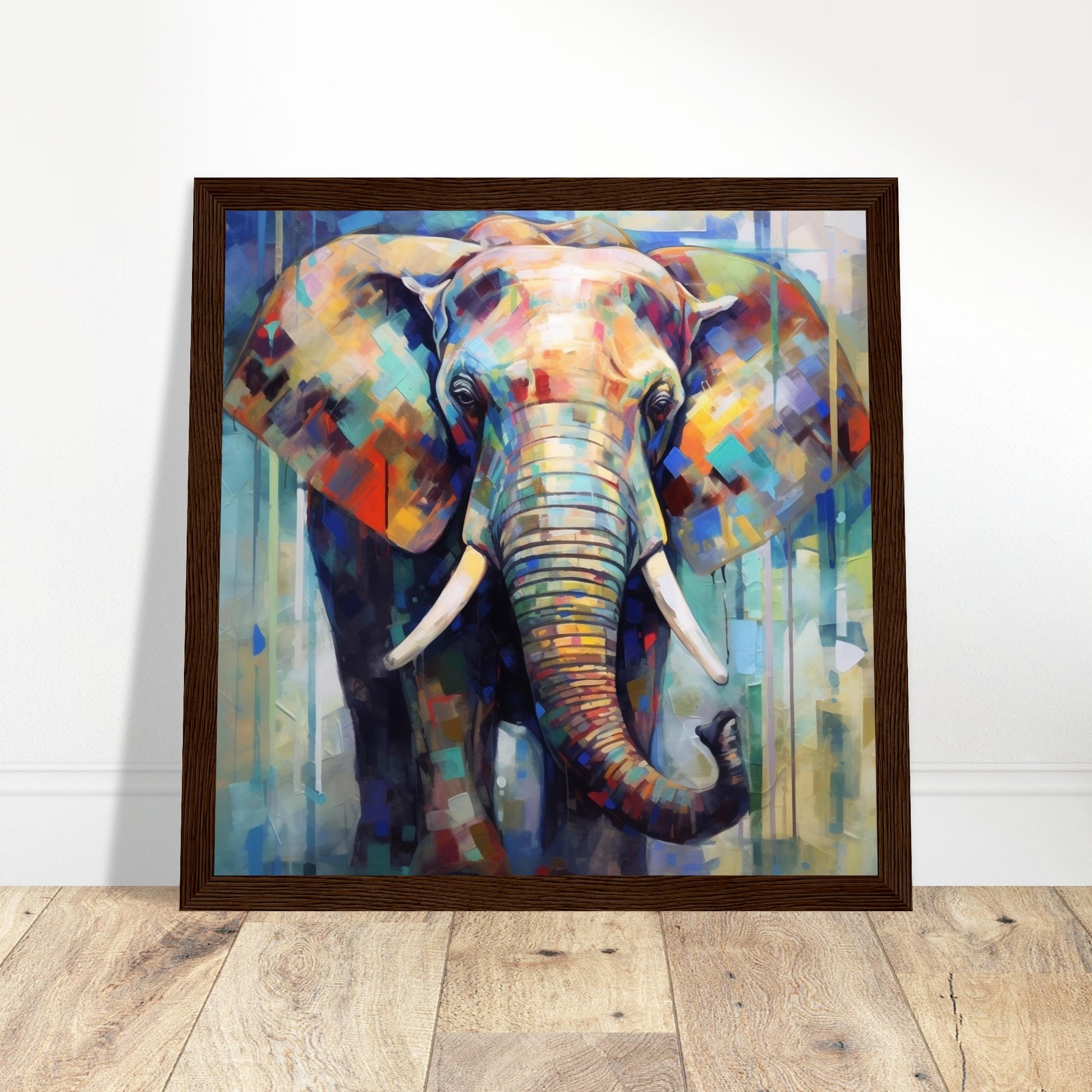 Colourful Elephant Art - Print Room Ltd White frame 30x30 cm / 12x12"