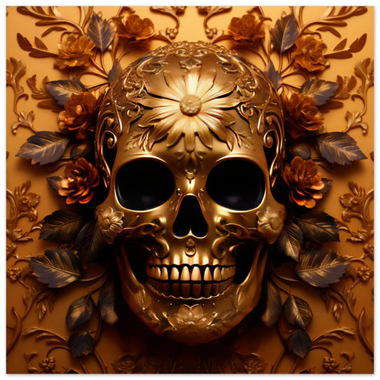 Golden Skull Artwork - Print Room Ltd No Frame Selected 70x70 cm / 28x28"