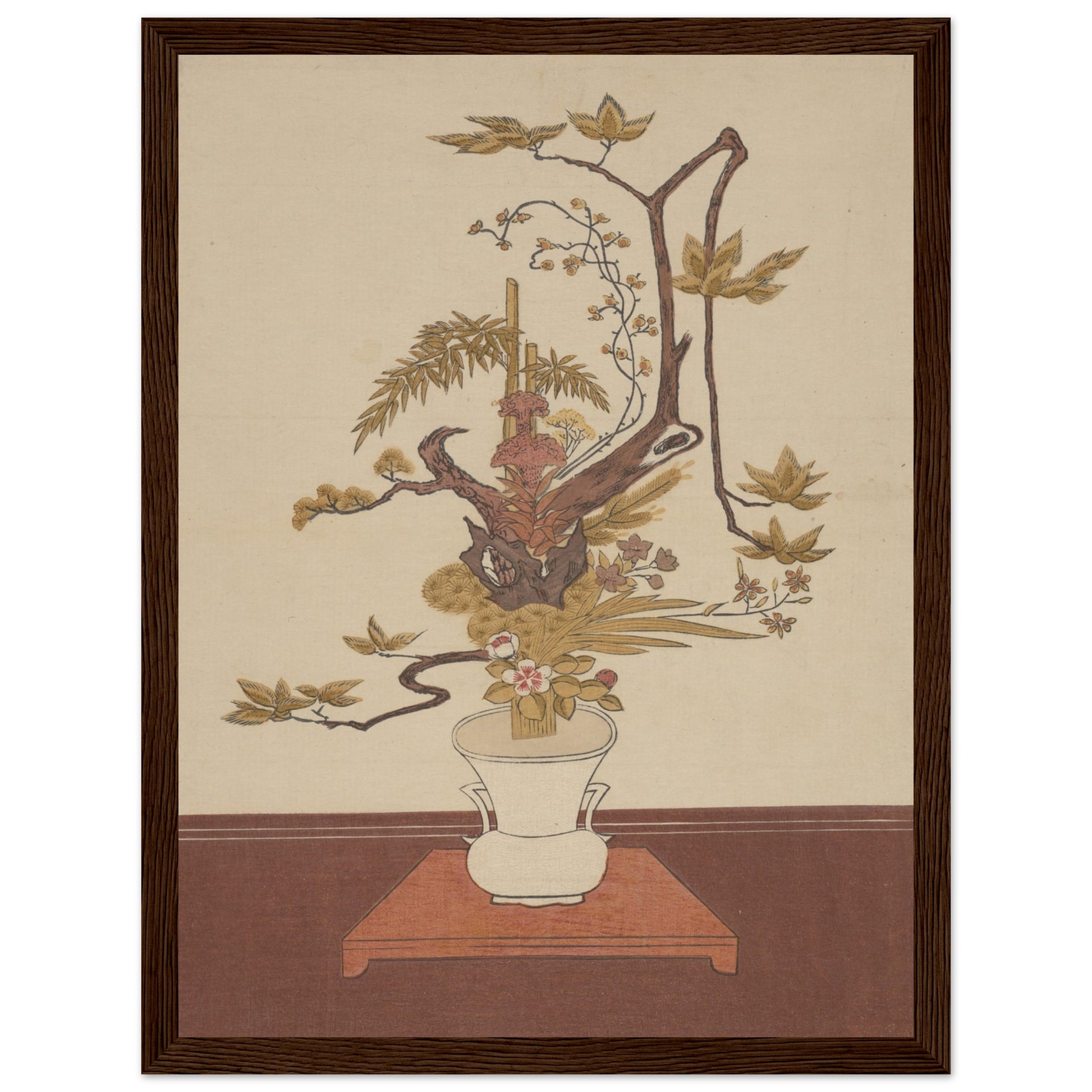 Ike Bana (Flower Arrangement) art print dark wood frame | By Print Room Ltd