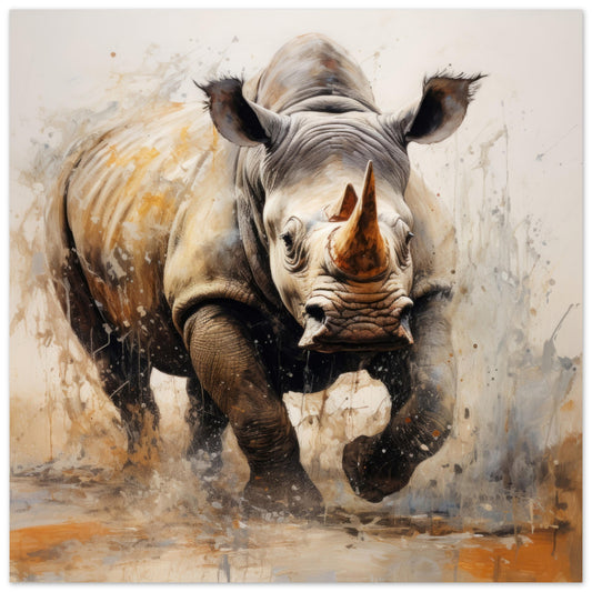 Rhino Wild Art Print - Print Room Ltd No Frame Selected 70x70 cm / 28x28"