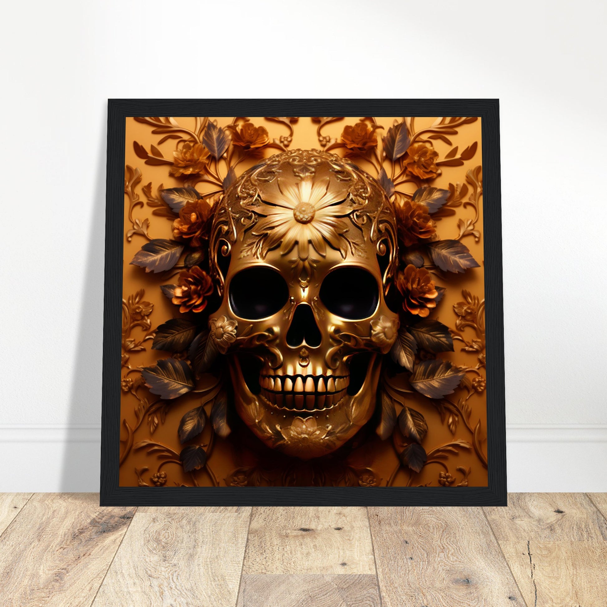 Golden Skull Artwork - Print Room Ltd Wood frame 30x30 cm / 12x12"