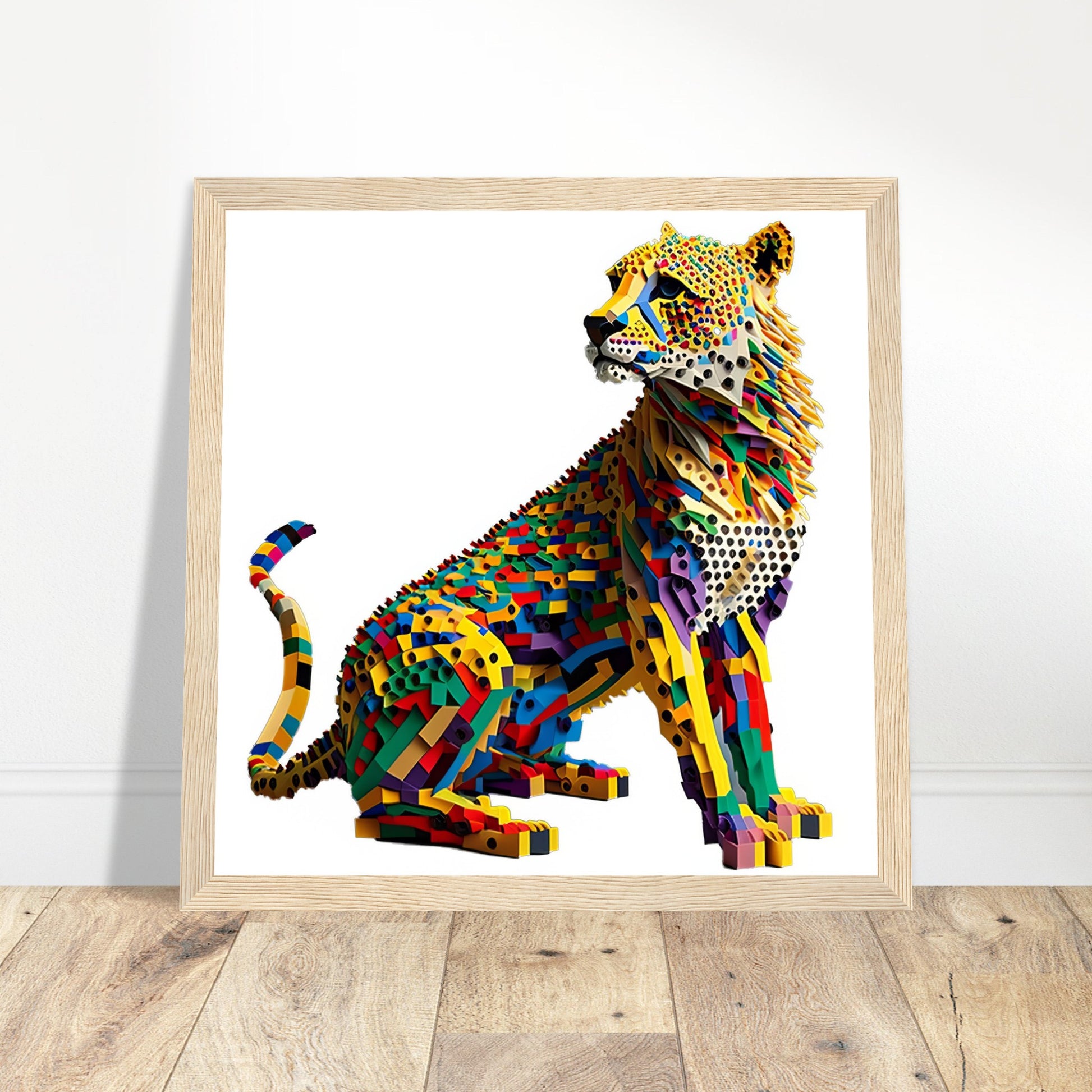Block Cheetah Art - Print Room Ltd Wood frame 70x70 cm / 28x28"