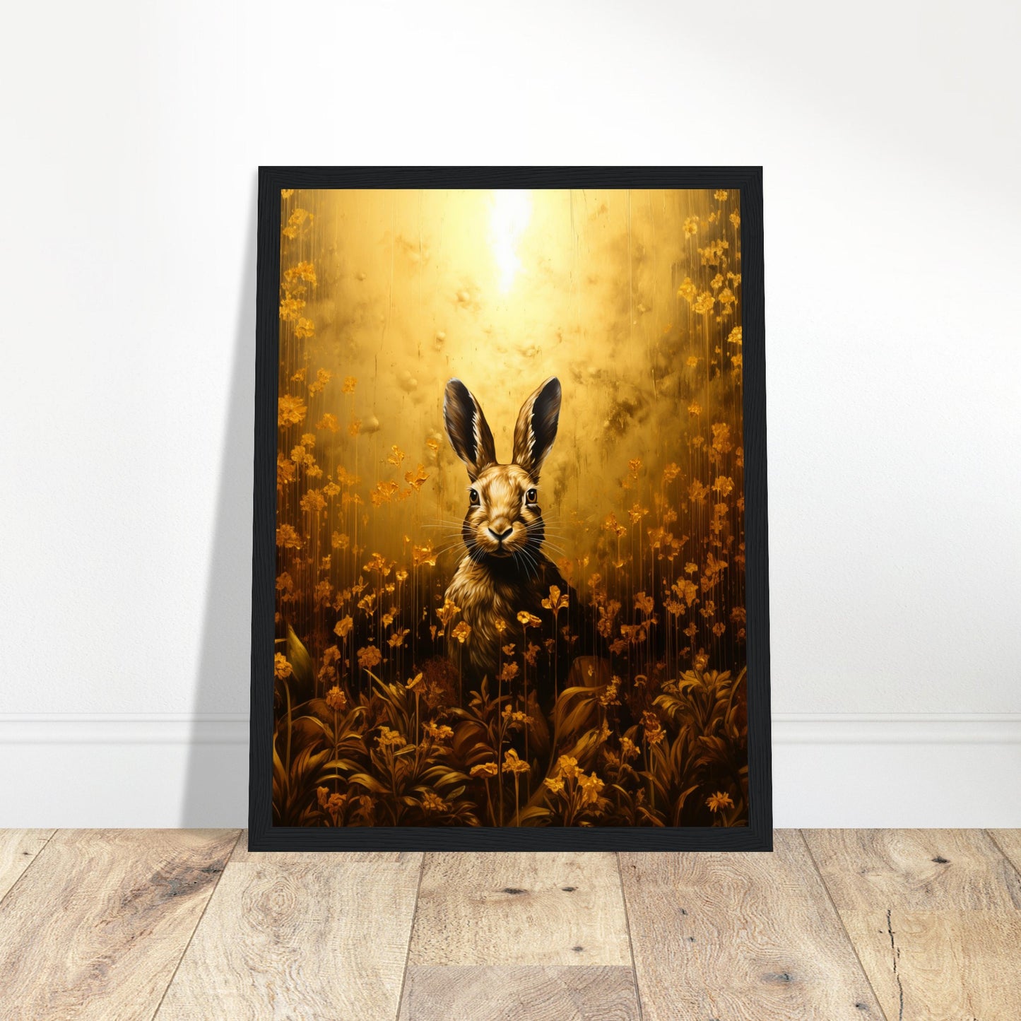 Gilded Hare Art Print - Print Room Ltd Black frame 30x40 cm / 12x16"