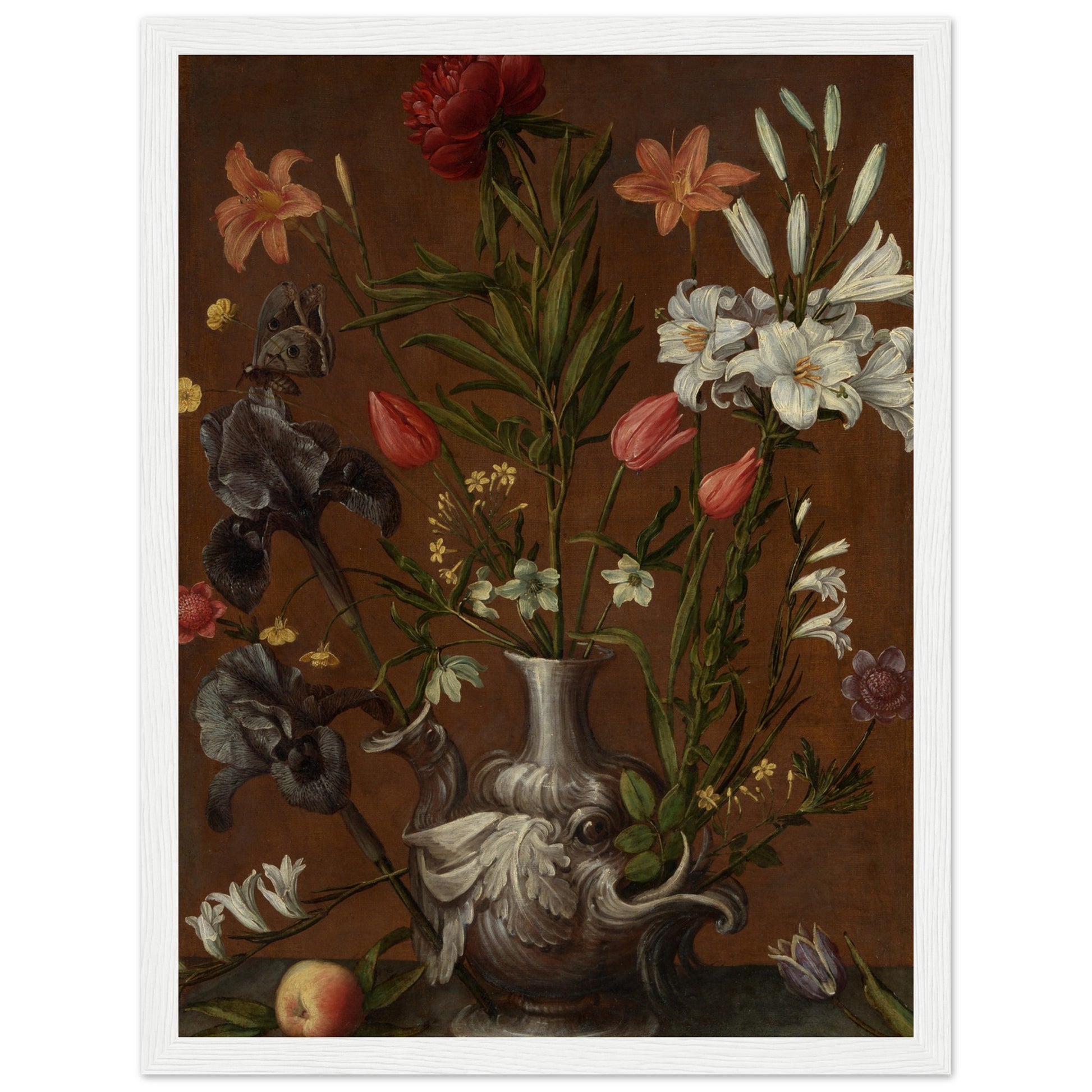 Flowers in a Grotesque Vase art print white frame | By Print Room Ltd
