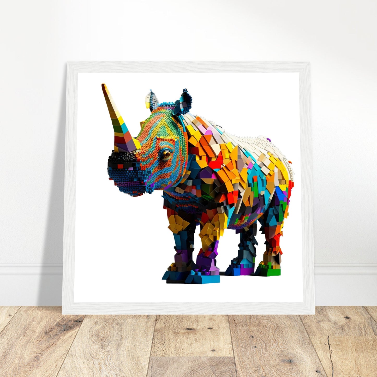 Rhino Adventure Art Print - Print Room Ltd Wood frame 70x70 cm / 28x28"