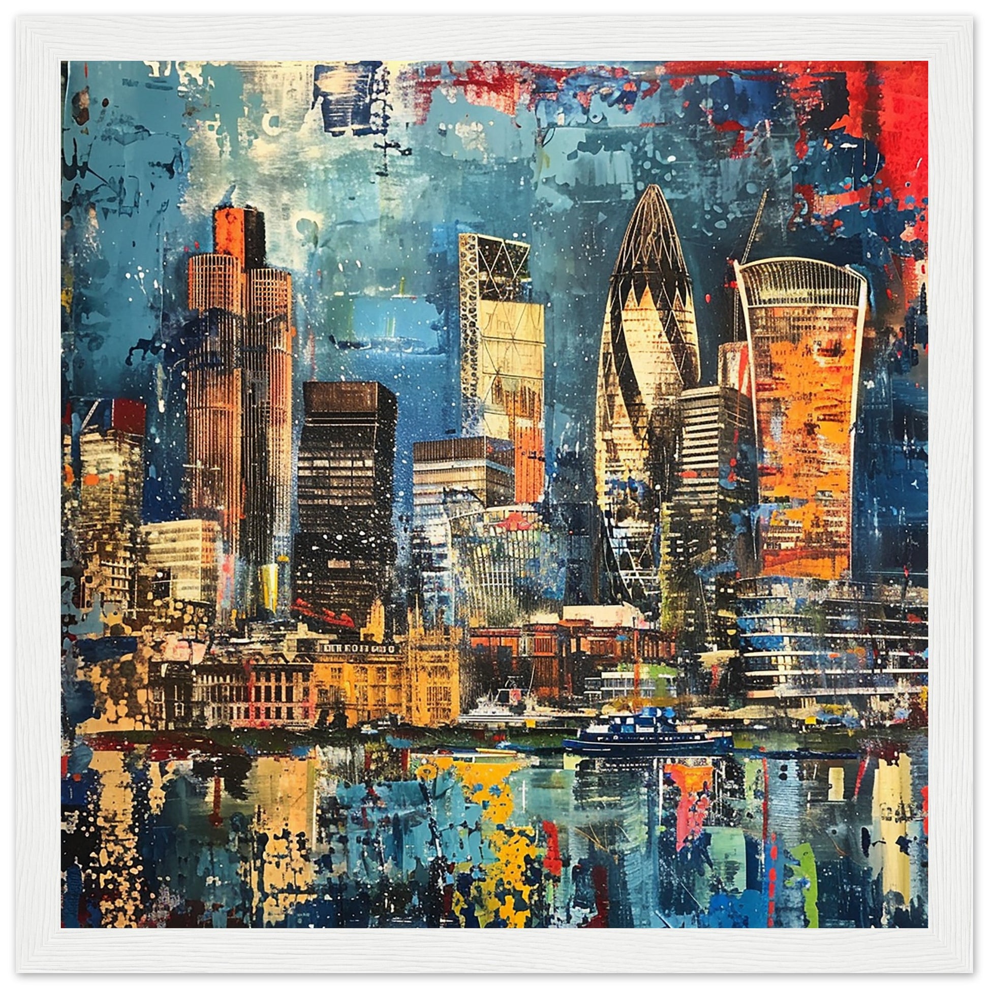 The London Skyline framed white wood art print | By Print Room Ltd