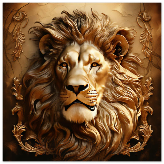 Abstract Lion - Gold Majesty Print - Print Room Ltd No Frame Selected 70x70 cm / 28x28"