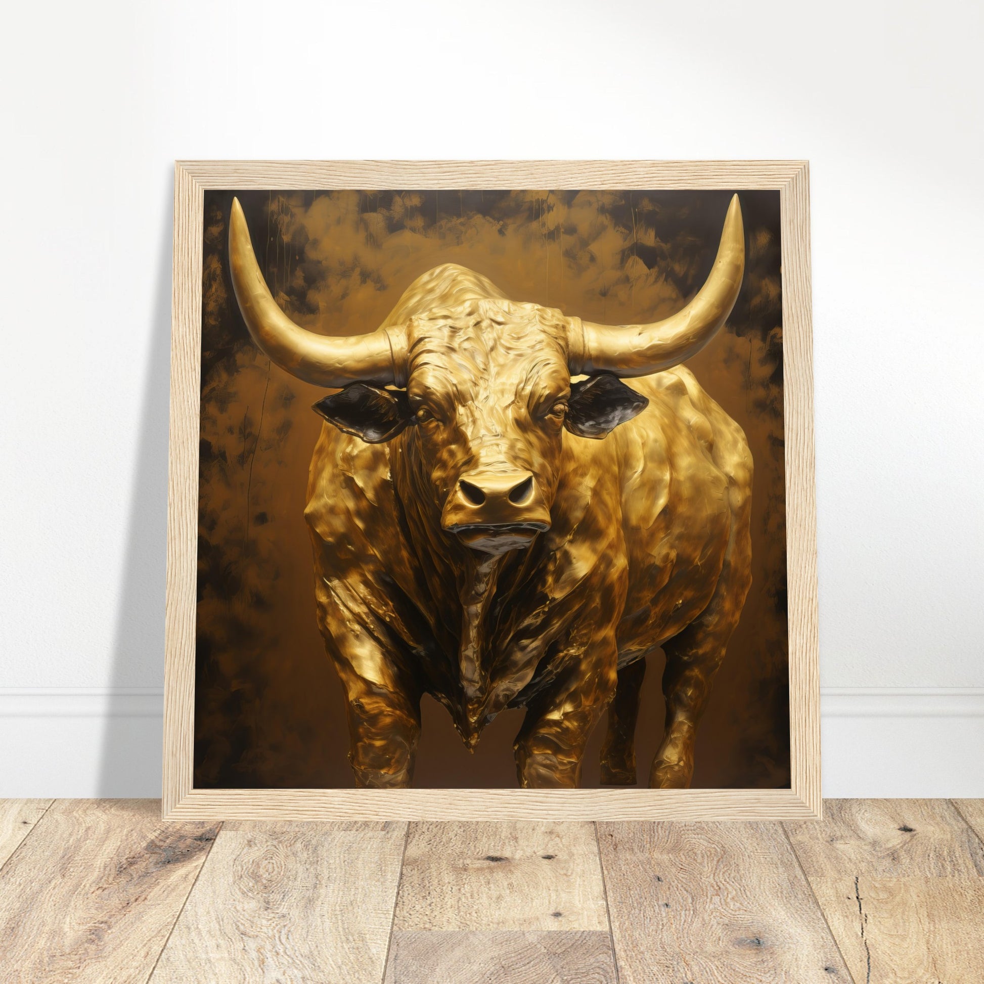 Gold Bull art Print - Print Room Ltd No Frame Selected 30x30 cm / 12x12"