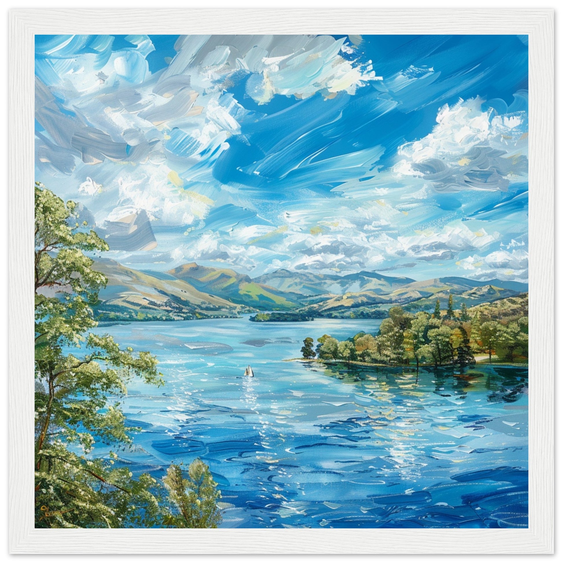 Lake Windermere’s Tranquil Beauty white framed art print | By Print Room Ltd