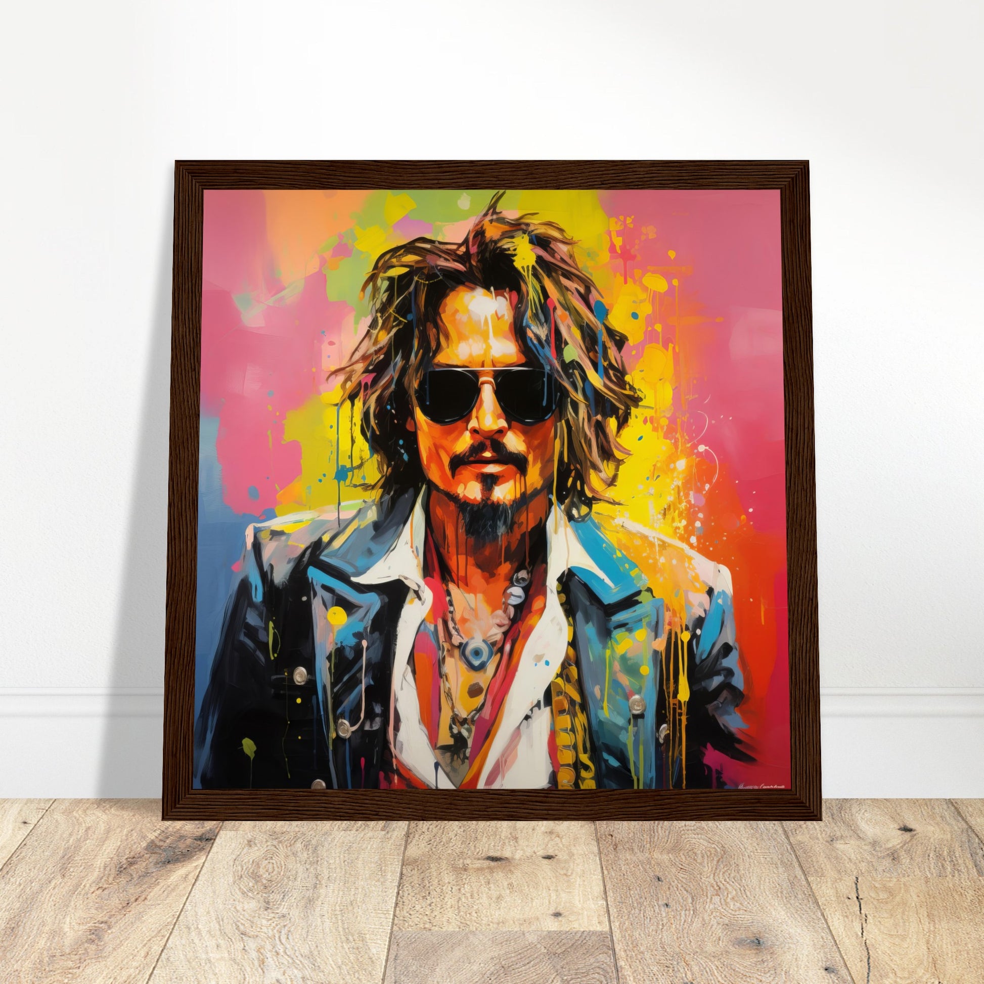 Johnny Depp Artwork - Print Room Ltd Dark wood frame 70x70 cm / 28x28"
