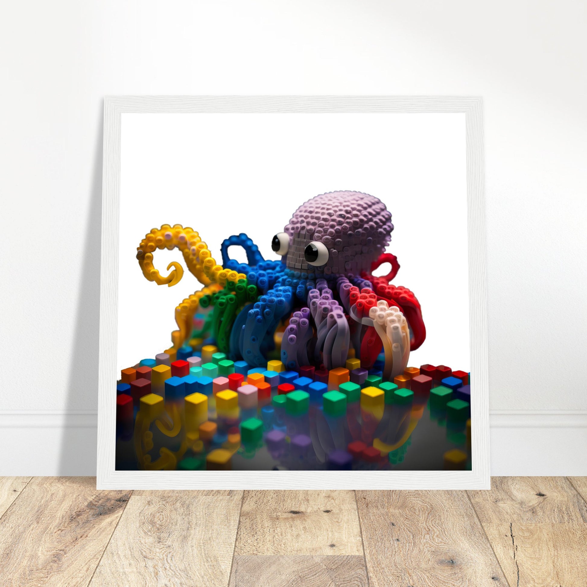 Octopus Artwork - Print Room Ltd Dark wood frame 50x50 cm / 20x20"