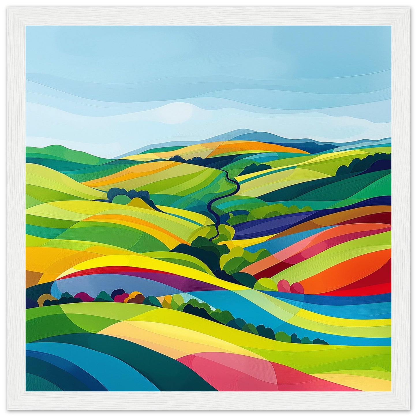 Vivid Valleys: Summer's Palette white framed art print  | by Print Room Ltd