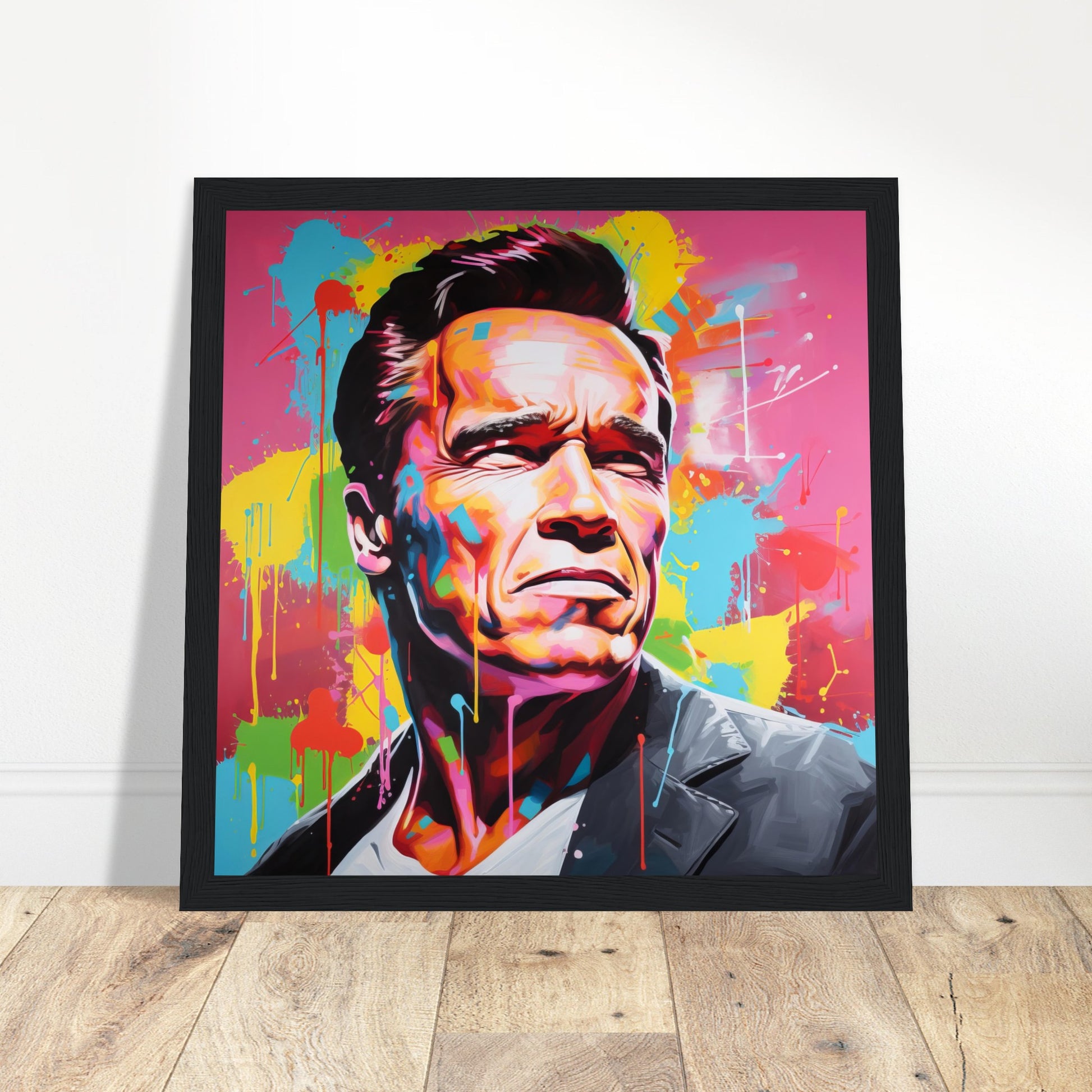 Arnold Schwarzenegger Pop Art - Print Room Ltd Dark wood frame 70x70 cm / 28x28"