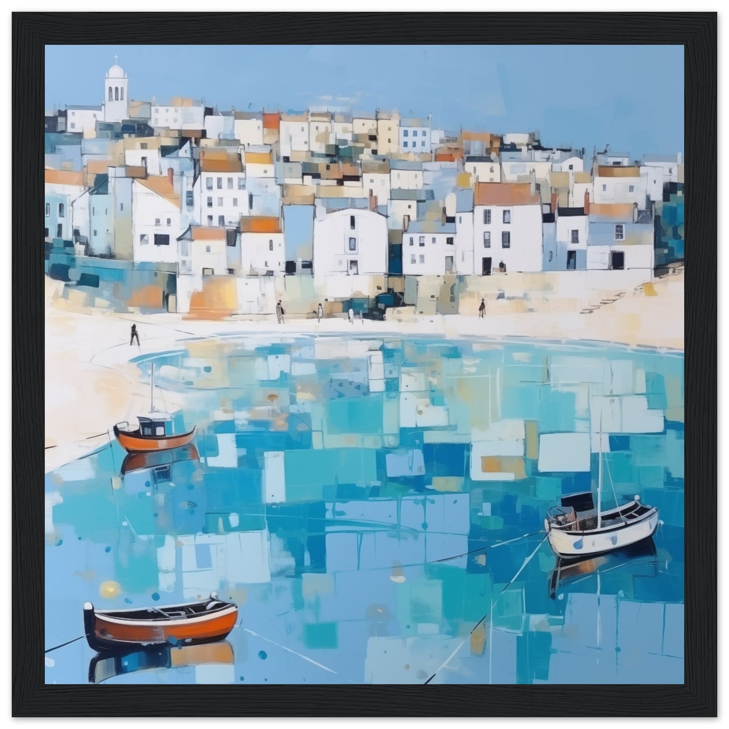 St Ives Seascape Artwork - Print Room Ltd White frame 50x50 cm / 20x20"