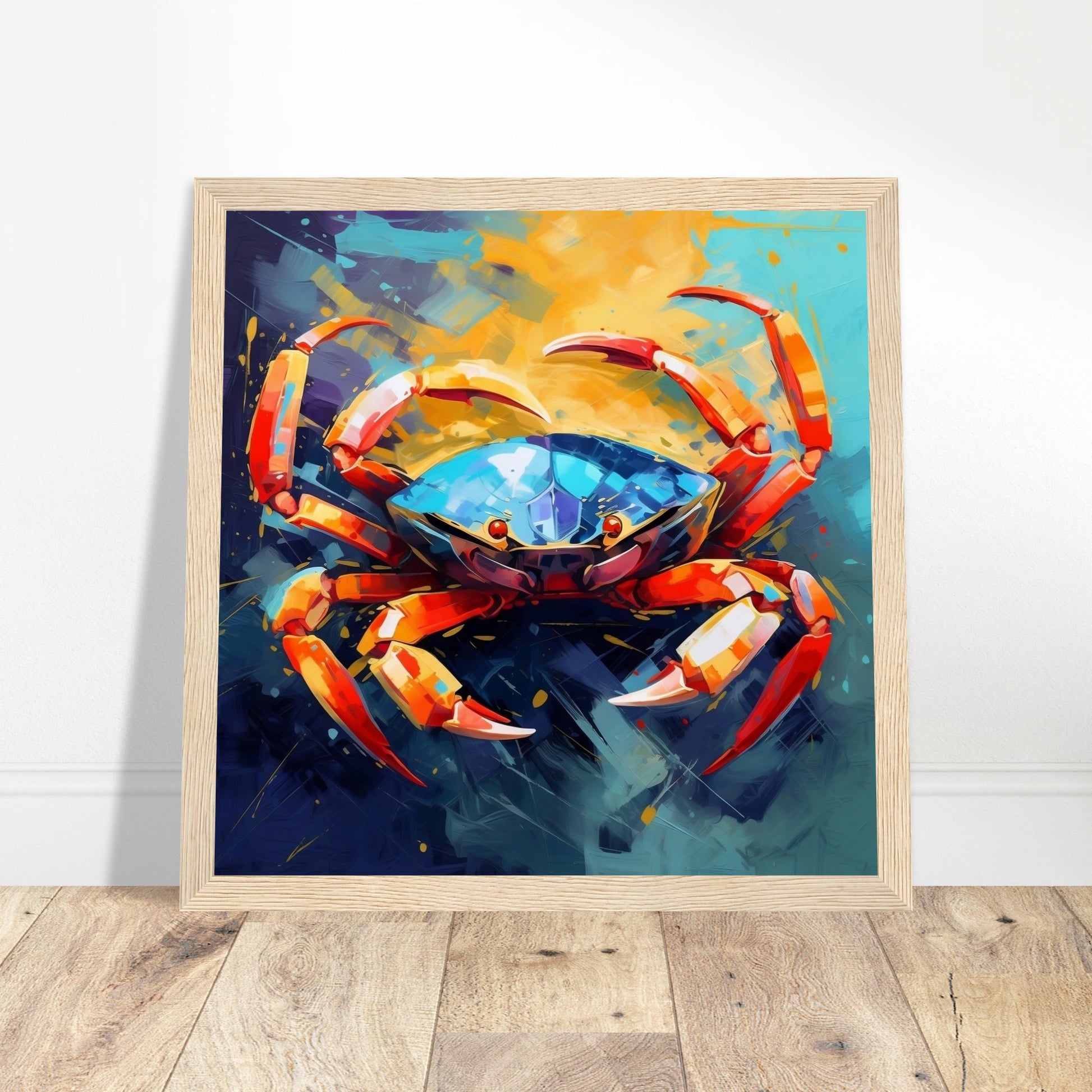 Blue Crab Print - Print Room Ltd Dark wood frame 50x50 cm / 20x20"