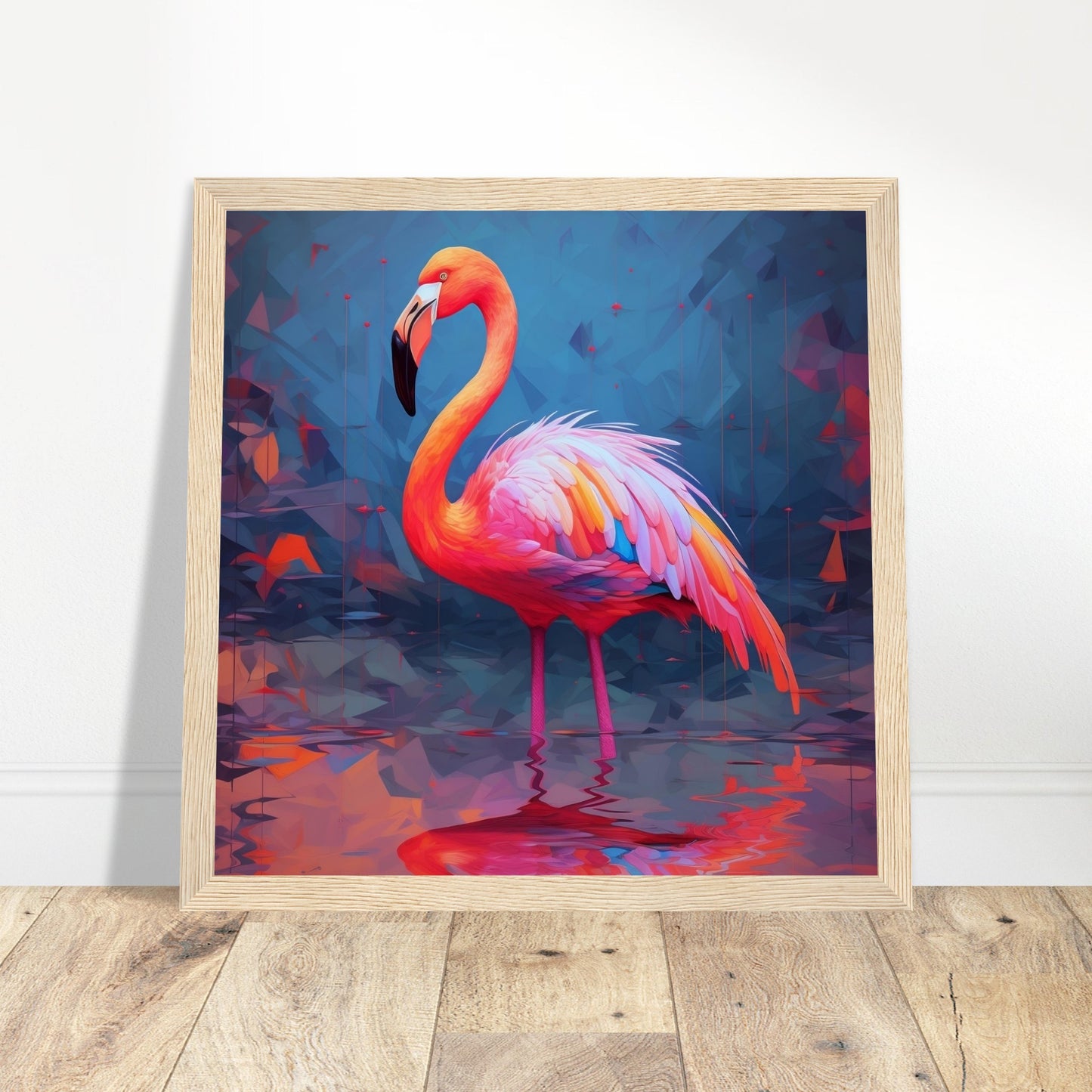 Colourful Flamingo Print - Print Room Ltd Dark wood frame 30x30 cm / 12x12"