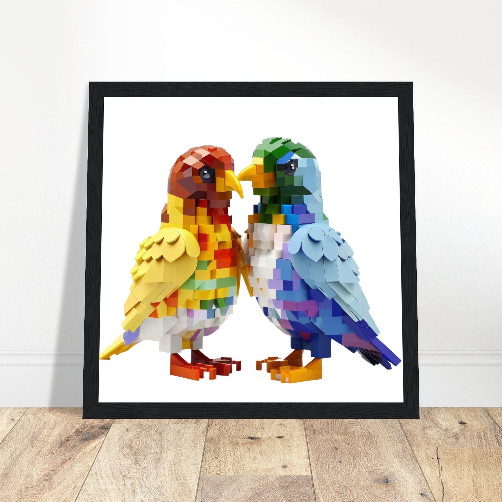 Building Block Birds Art - Print Room Ltd Wood frame 30x30 cm / 12x12"