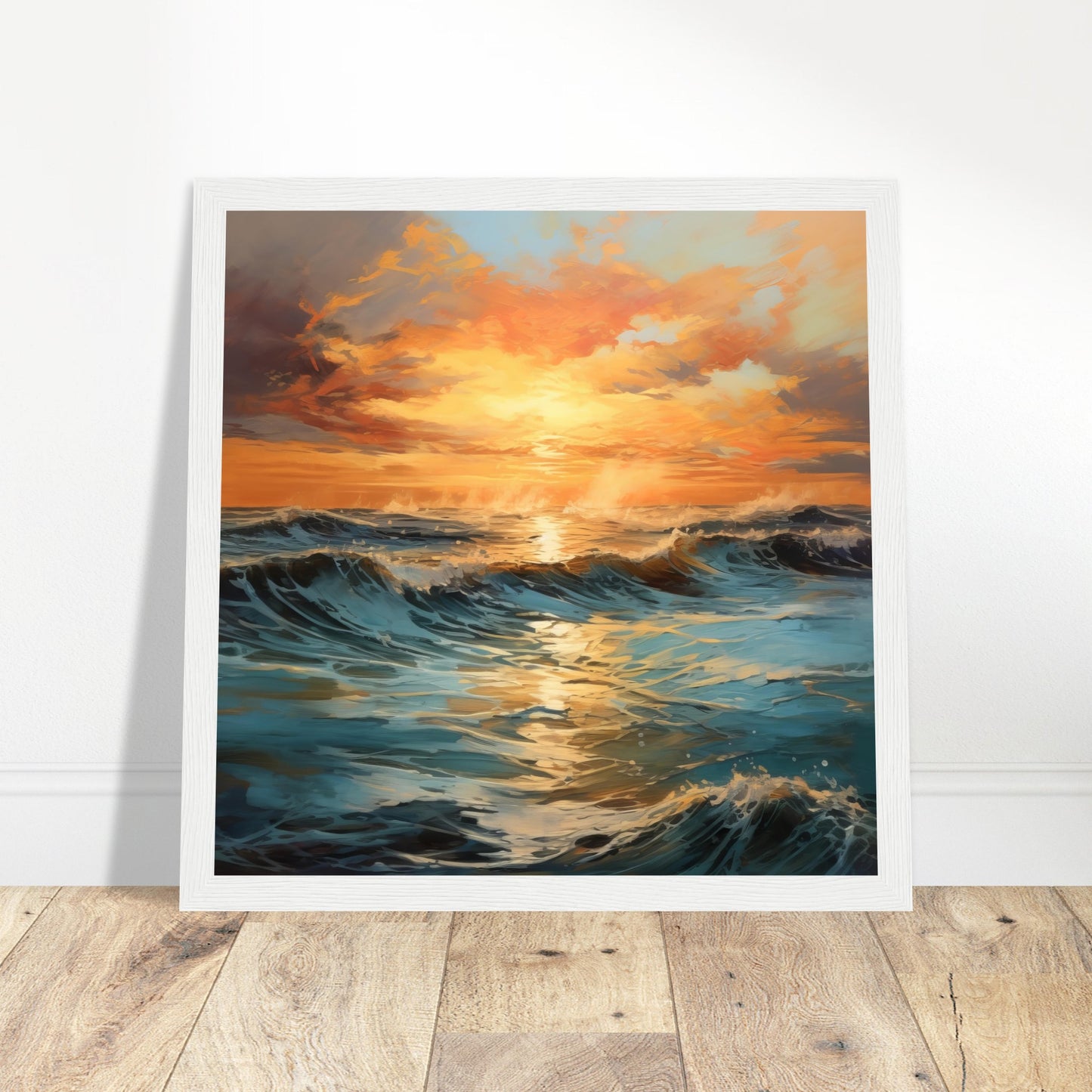 British Seascape artwork - Print Room Ltd White frame 70x70 cm / 28x28"