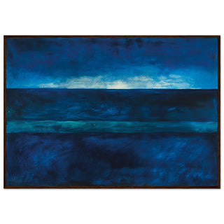 Abstract Dark Blue Seascape Large Framed Art