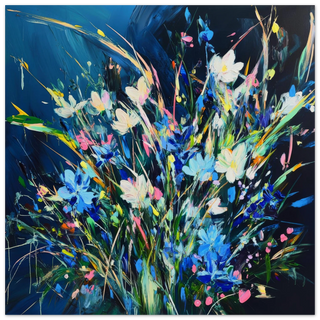 Abstract Floral Art in Bold Blues | By Print Room Ltd