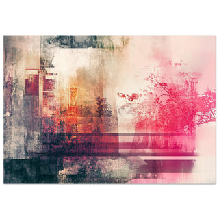 Abstract Floral Mixed Media in Vibrant Pink and Orange Art Print