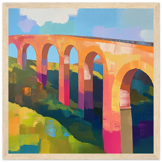 Abstract Harringworth Viaduct on a Summer's Day  Large Art Print Light Wood Frame