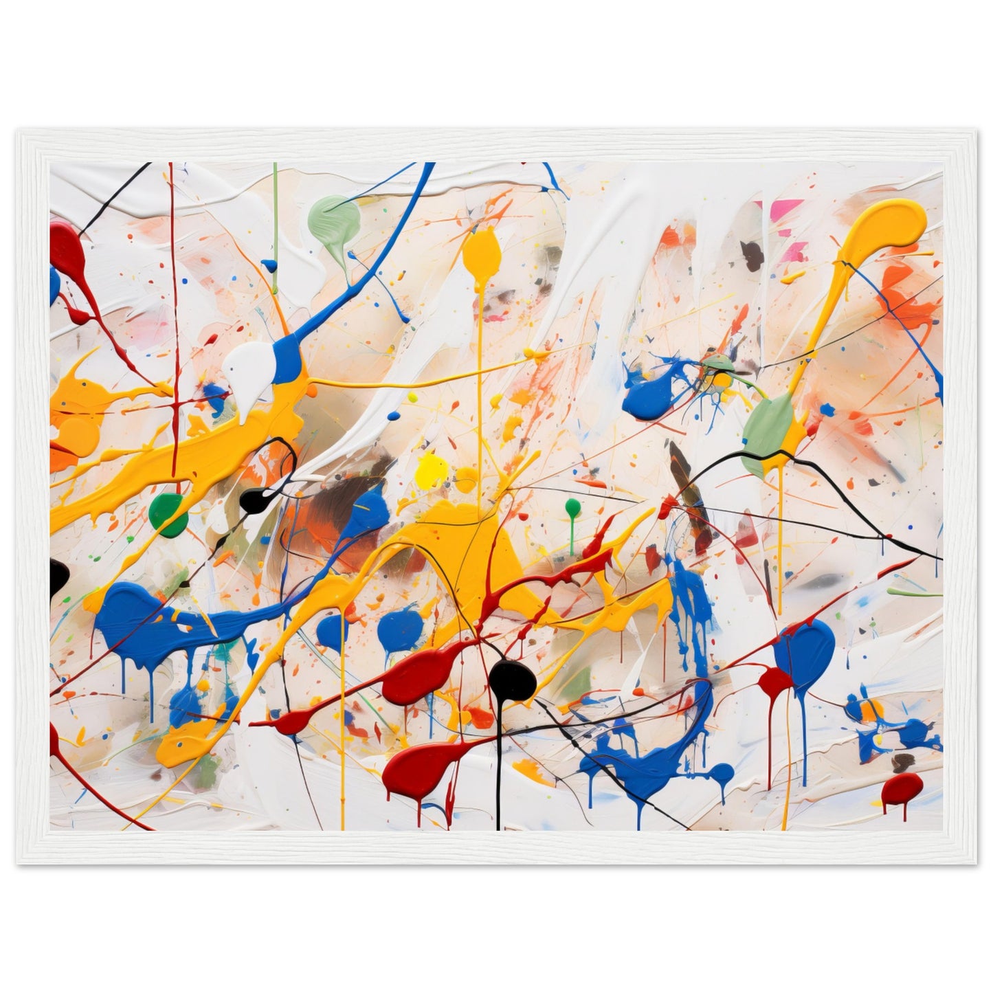 Dynamic Abstract Art #08 - Pollock Inspired Dark wood frame 30x40 cm / 12x16"