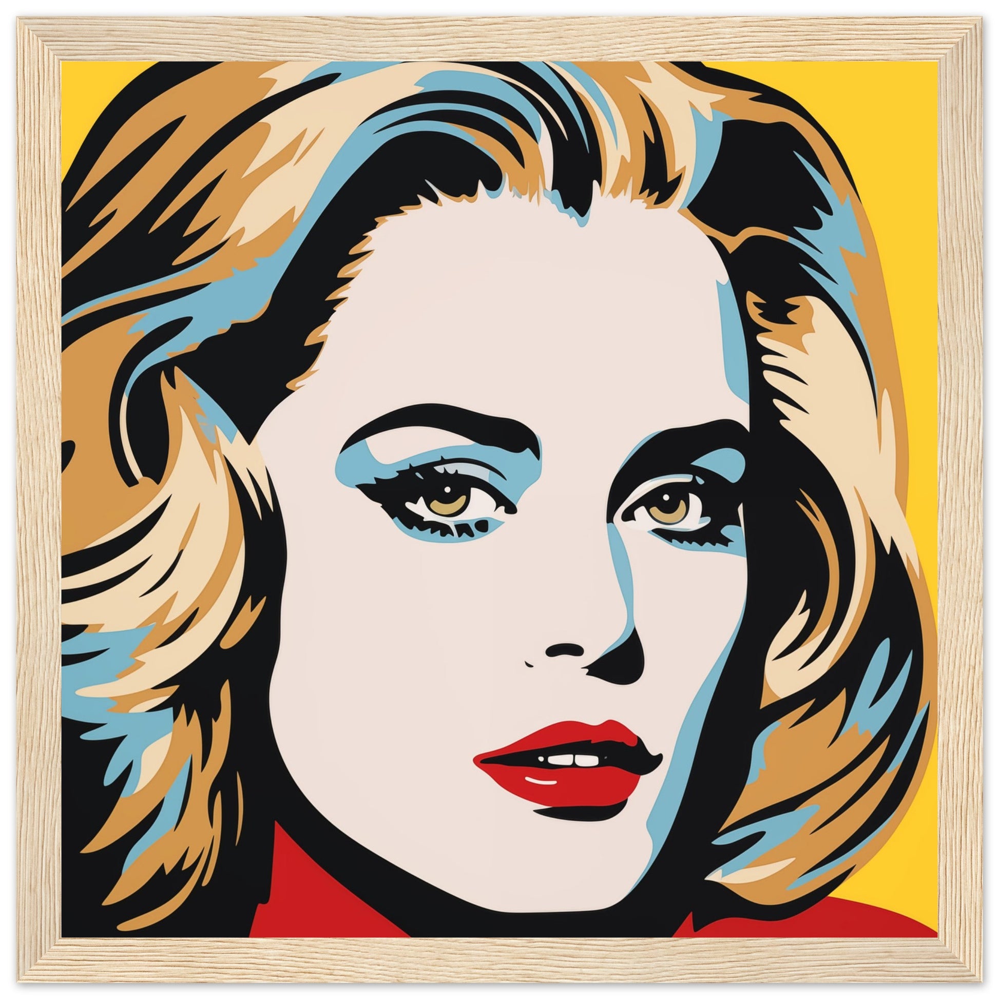 Adele Pop Art - by Print Room Ltd, Light Wood Framed Print  30 x 30, 50 x 50, 70 x 70cm