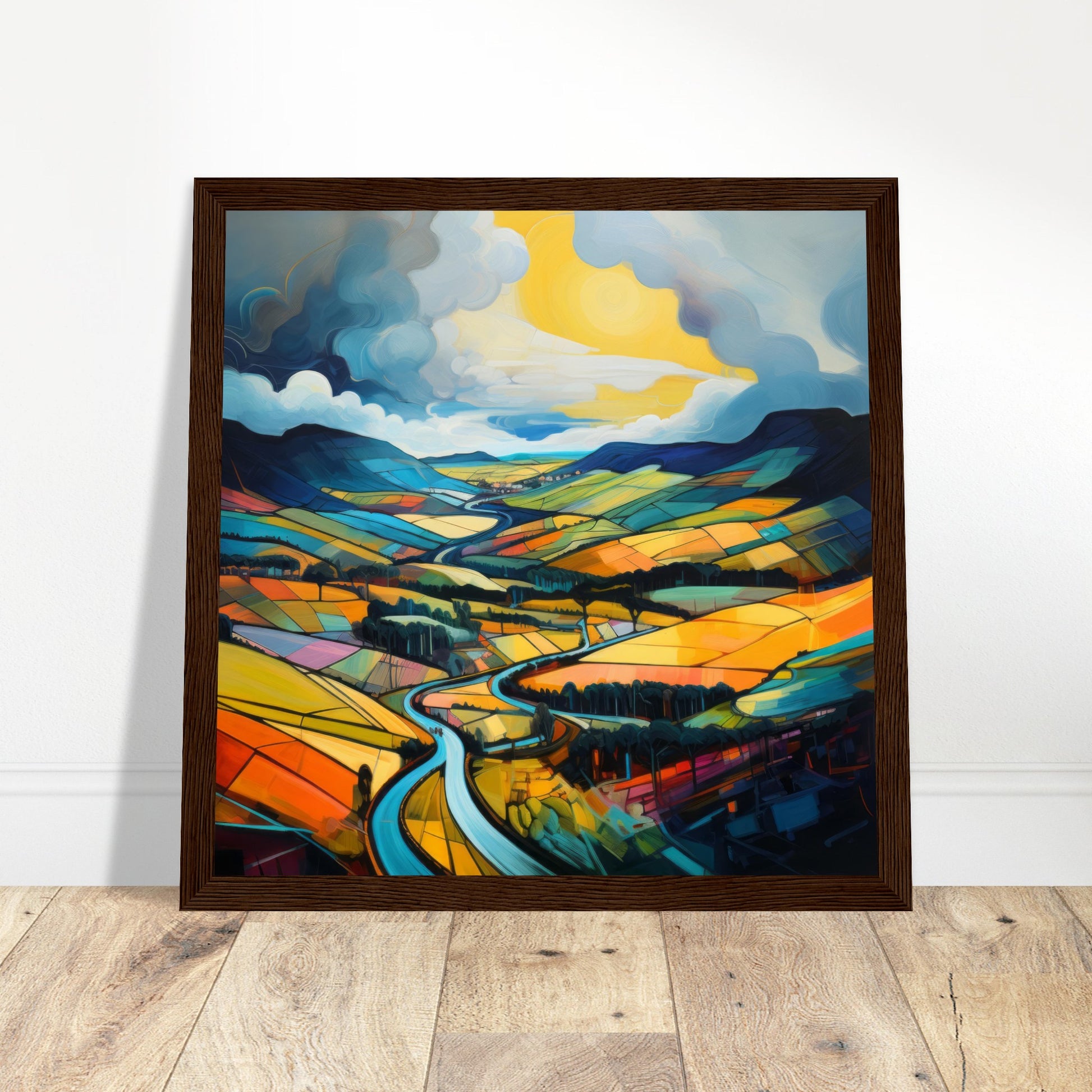 Welsh Valleys Abstract Art - Print Room Ltd Wood frame 30x30 cm / 12x12"