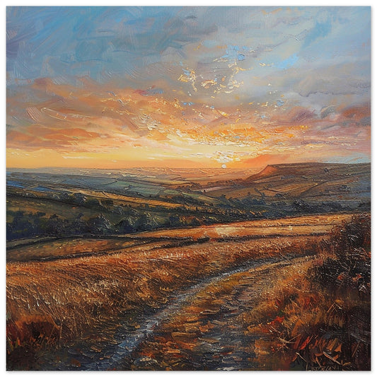 Amber Awakening: Sunrise over Glossop Dale art print | by Print Room Ltd