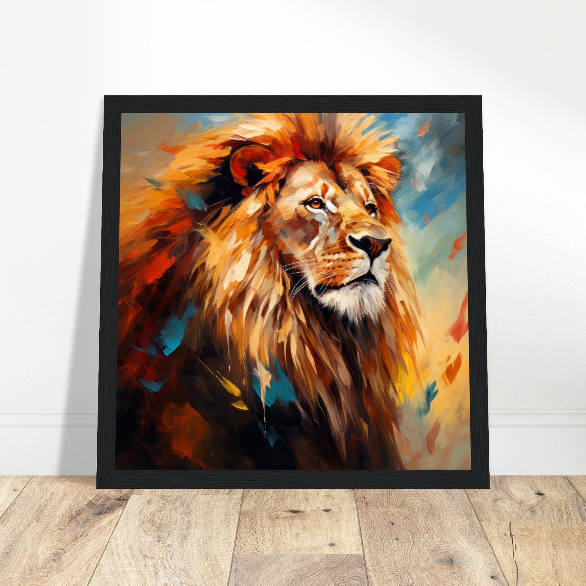 Lion Print - King of Beasts Print Room Ltd Dark wood frame 30x30 cm / 12x12"
