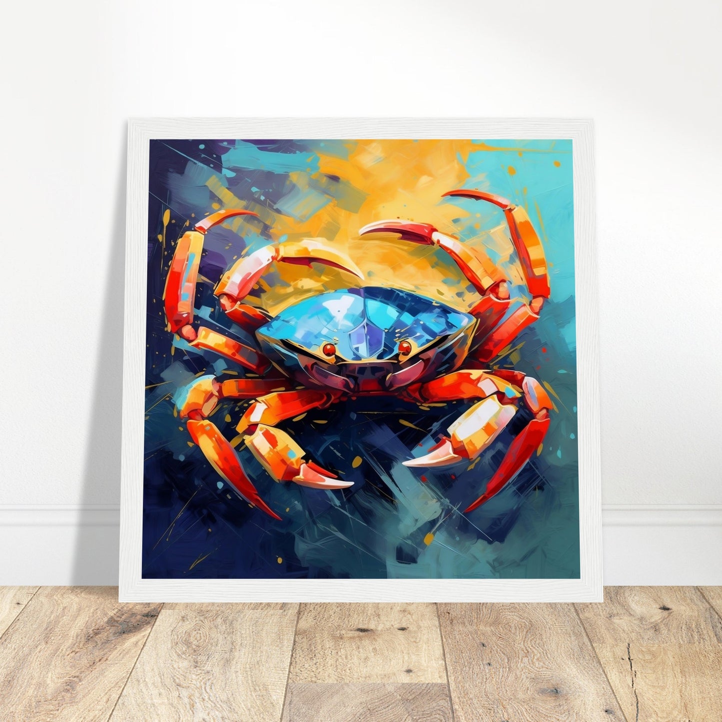 Blue Crab Print - Print Room Ltd Black frame 70x70 cm / 28x28"