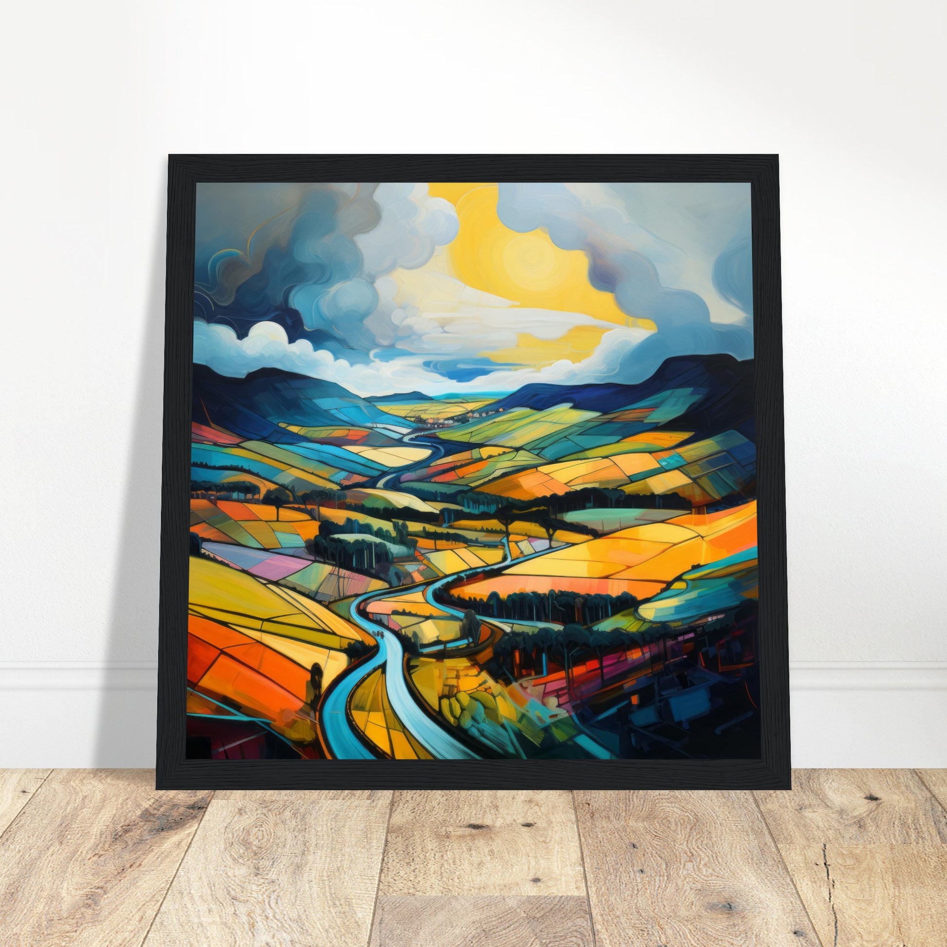 Welsh Valleys Abstract Art - Print Room Ltd White frame 70x70 cm / 28x28"