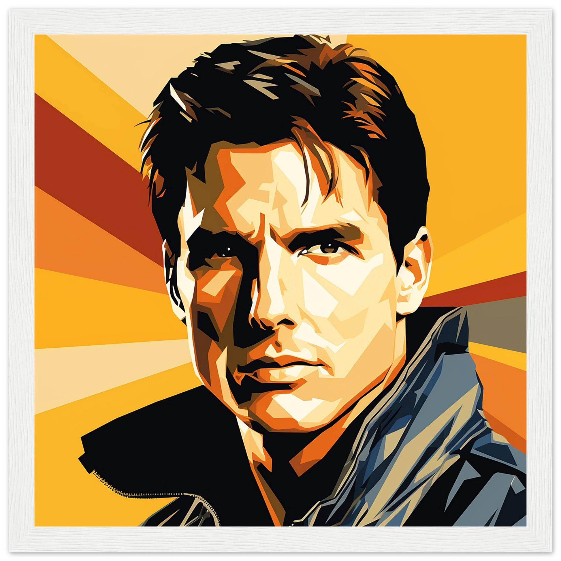Tom Cruise Pop Art Framed Print - White Wood| by Print Room Ltd