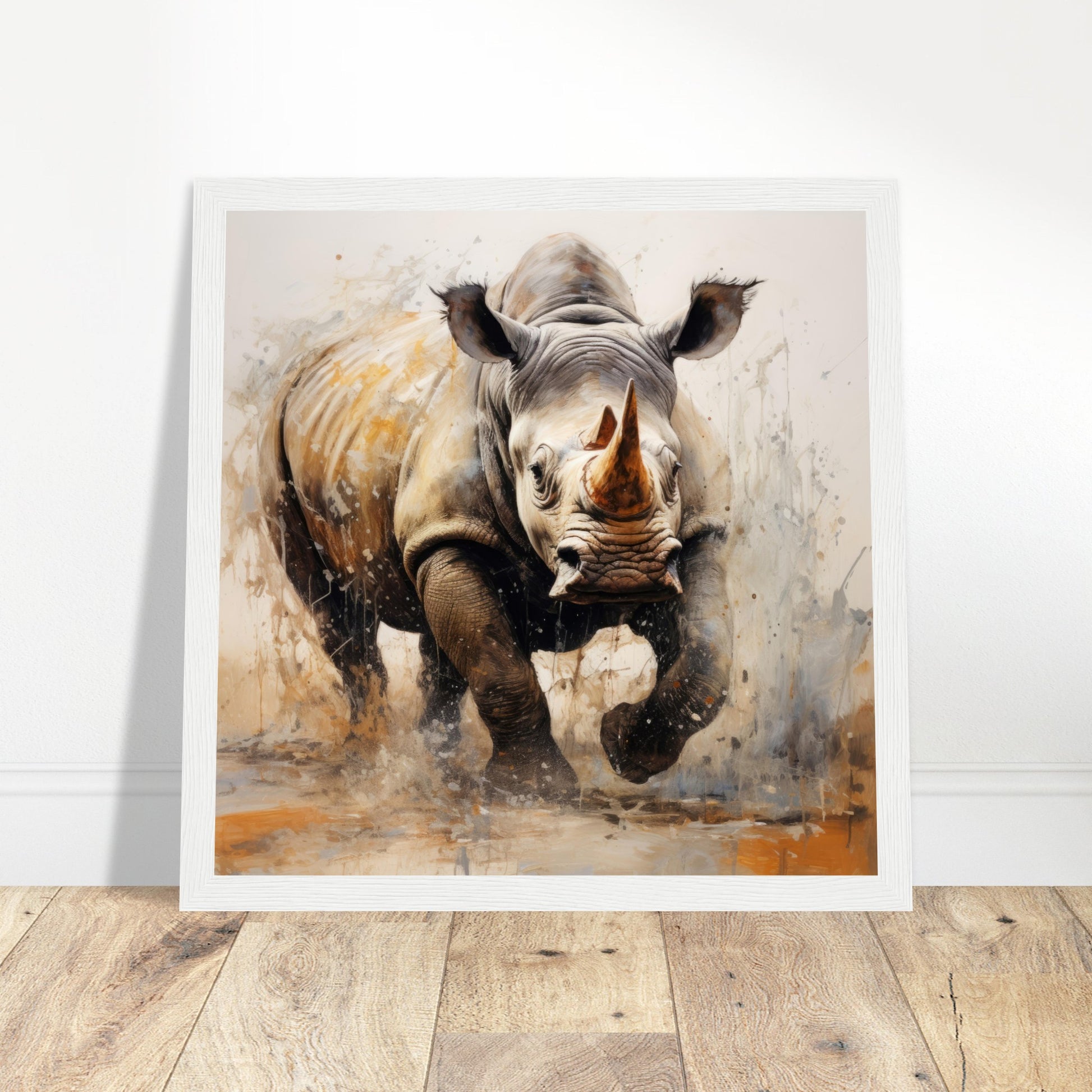 Rhino Wild Art Print - Print Room Ltd No Frame Selected 50x50 cm / 20x20"