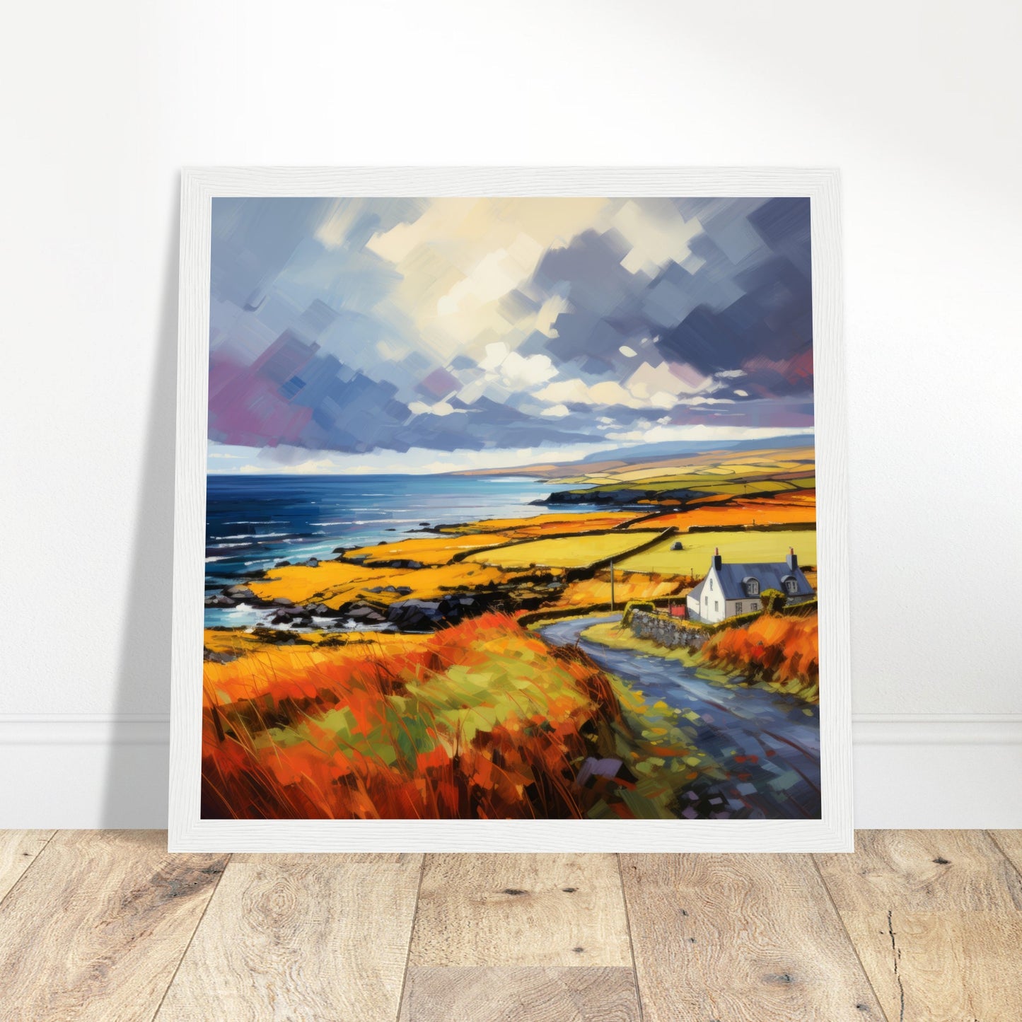 Northern Ireland CoastlinePrint - Print Room Ltd Dark wood frame 70x70 cm / 28x28"