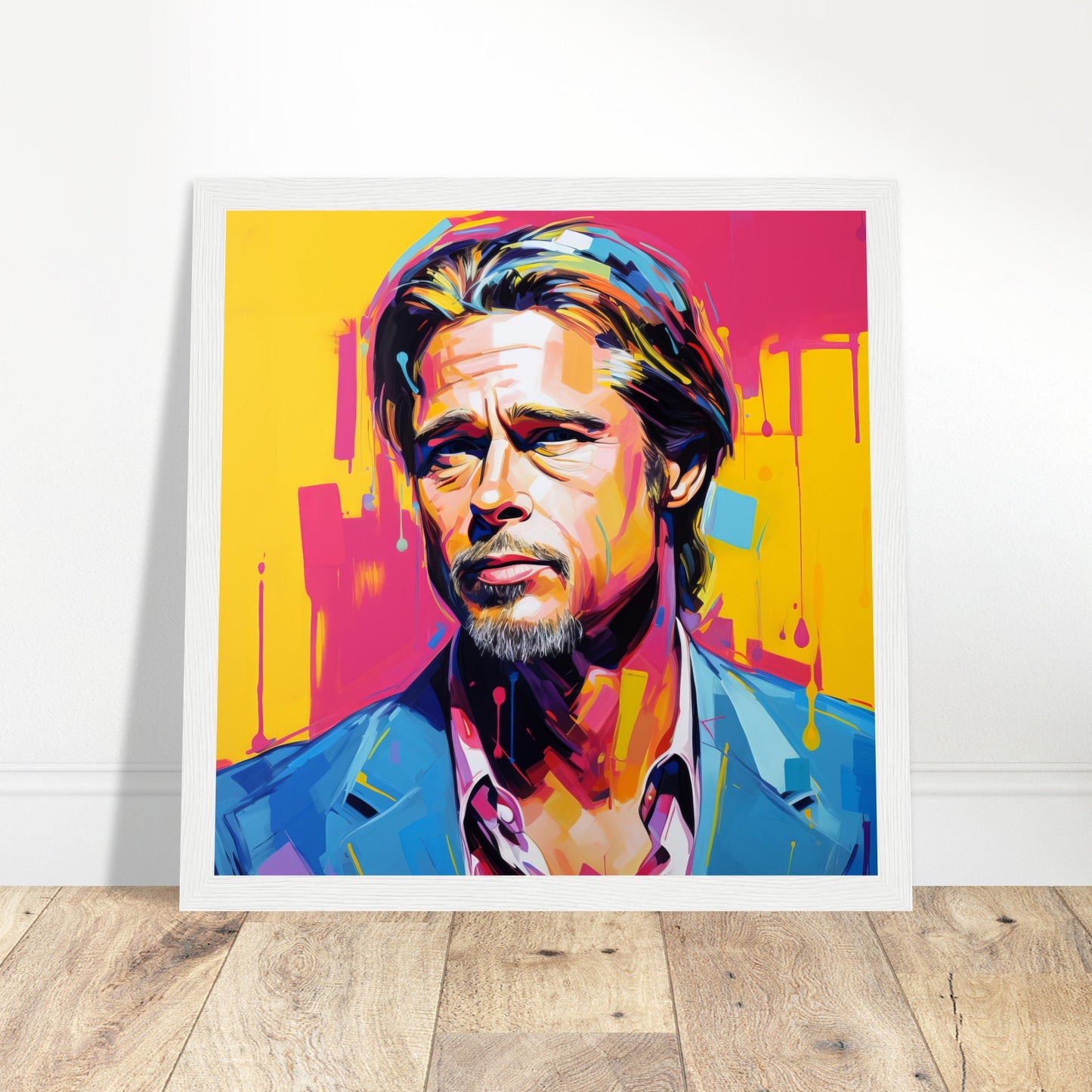 Brad Pitt Pop Art - Print Room Ltd Black frame 30x30 cm / 12x12"