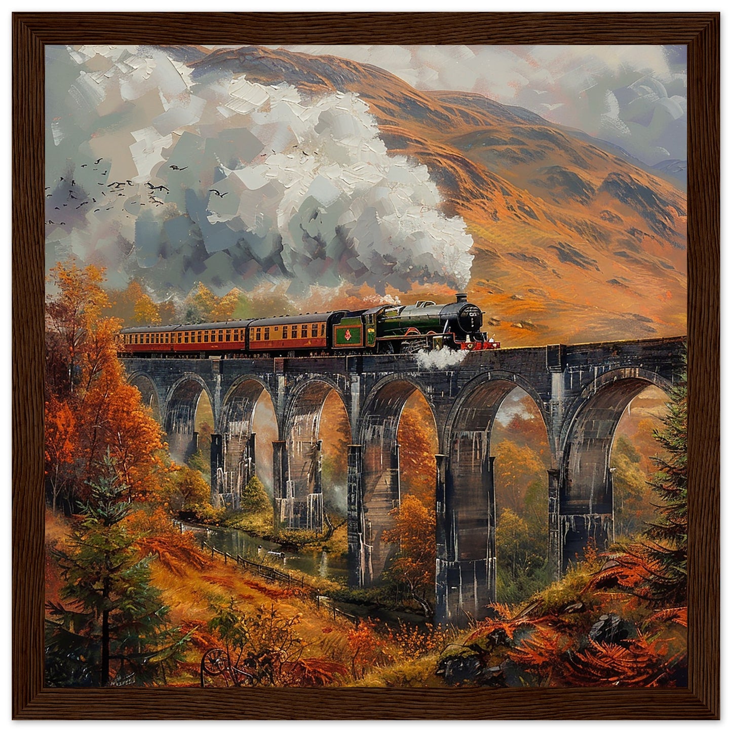 The Glenfinnan Viaduct Journey art print in dark wood frame | By Print Room Ltd