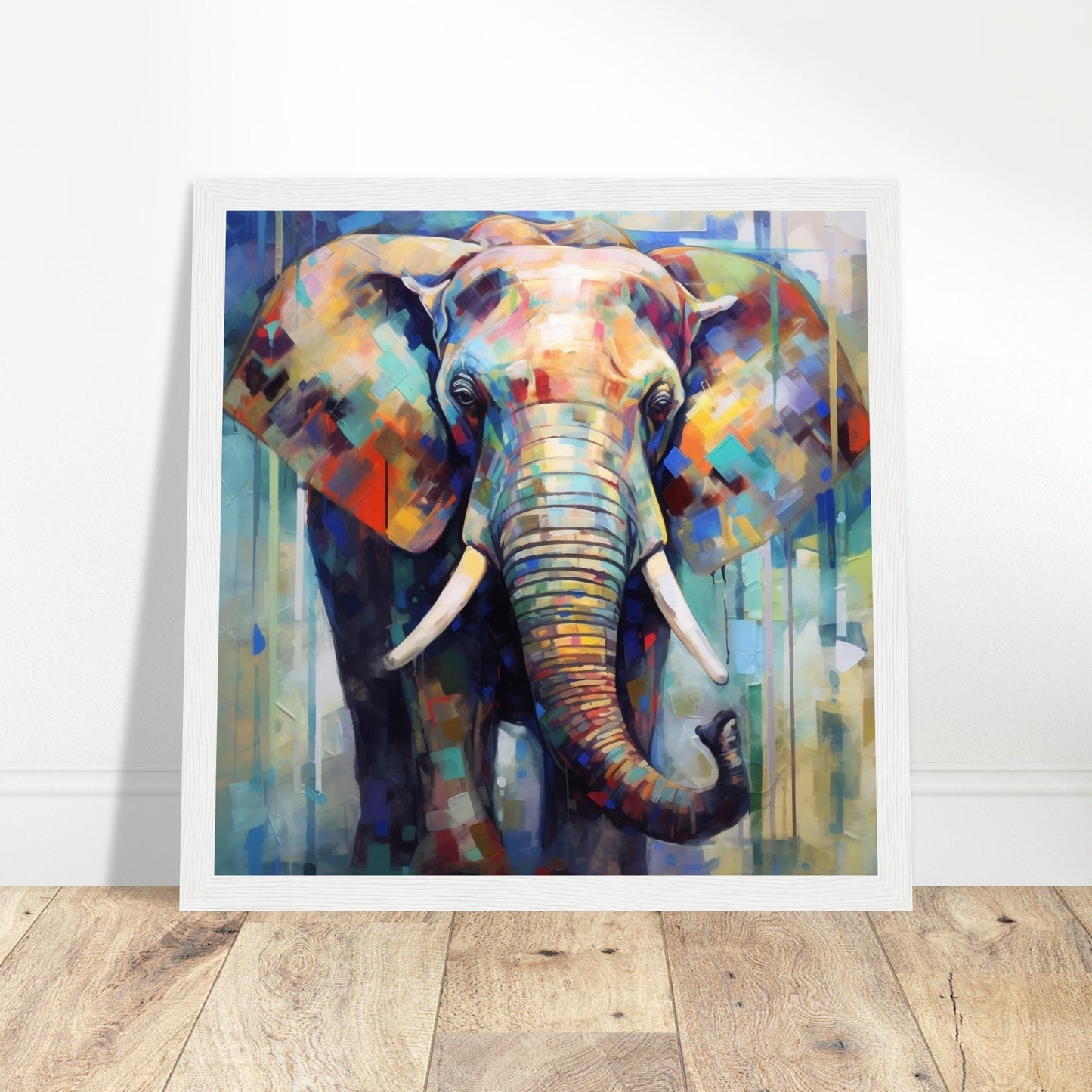 Colourful Elephant Art - Print Room Ltd Wood frame 50x50 cm / 20x20"