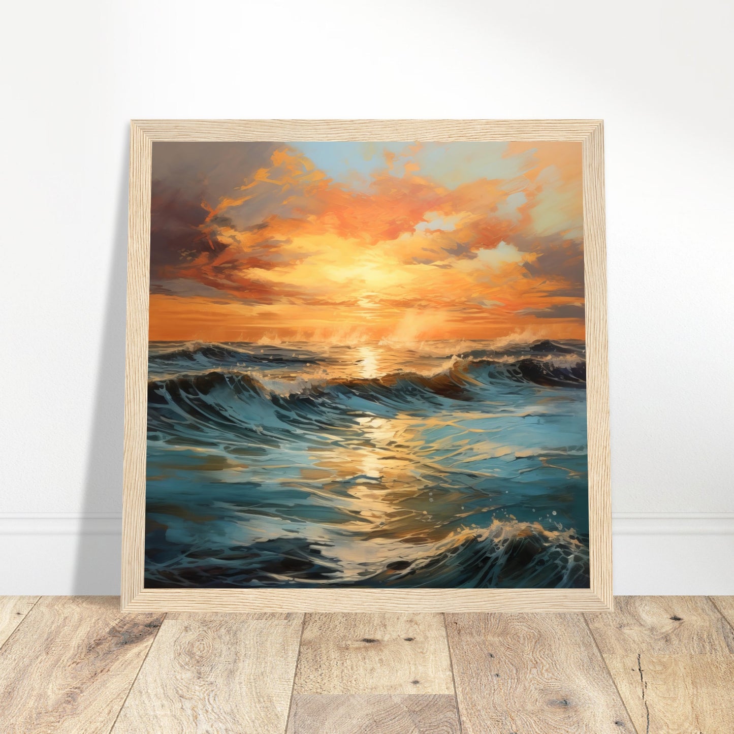 British Seascape artwork - Print Room Ltd Dark wood frame 50x50 cm / 20x20"