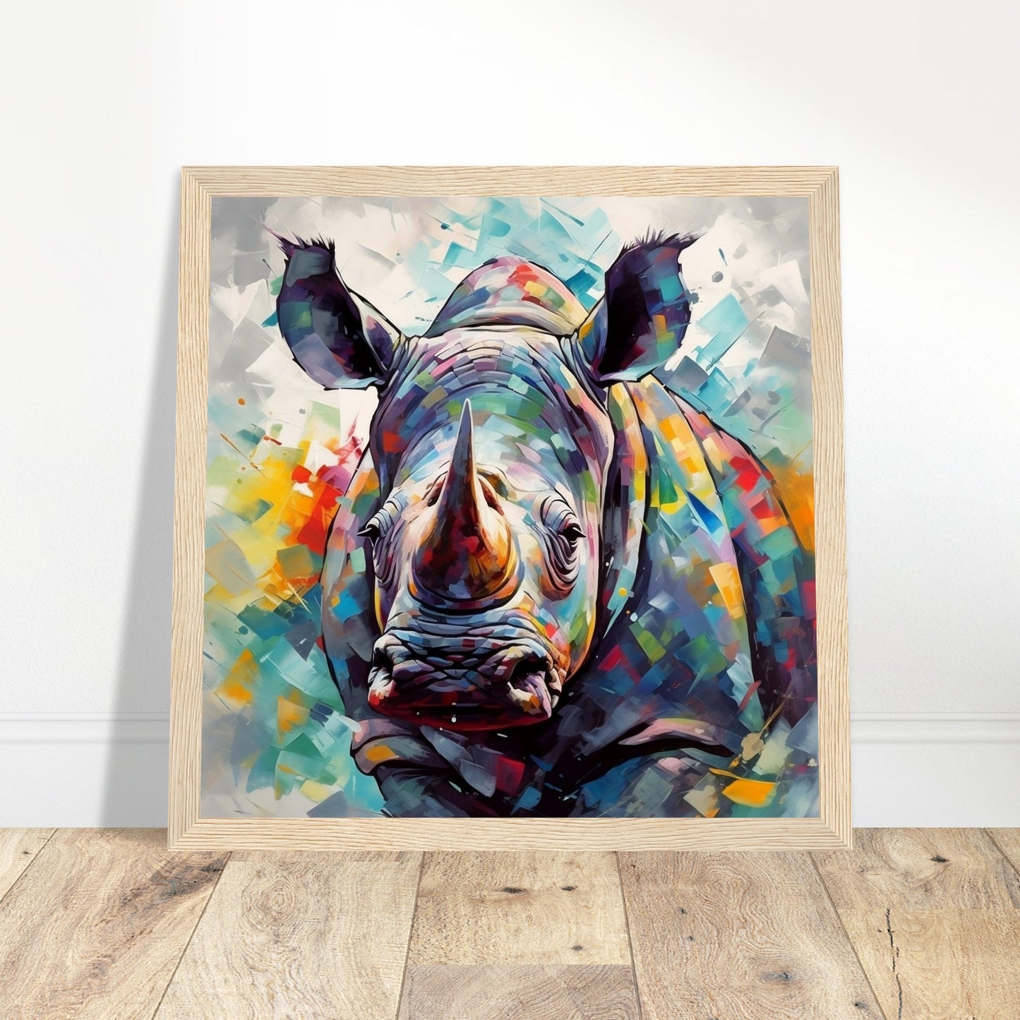 Radiant Rhino Artwork #2 - Print Room Ltd Black frame 70x70 cm / 28x28"