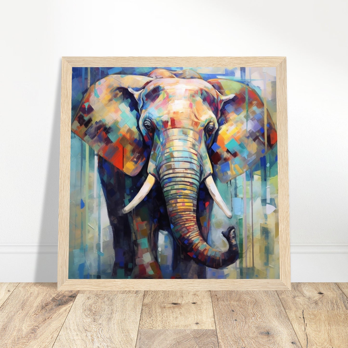 Colourful Elephant Art - Print Room Ltd No Frame Selected 50x50 cm / 20x20"