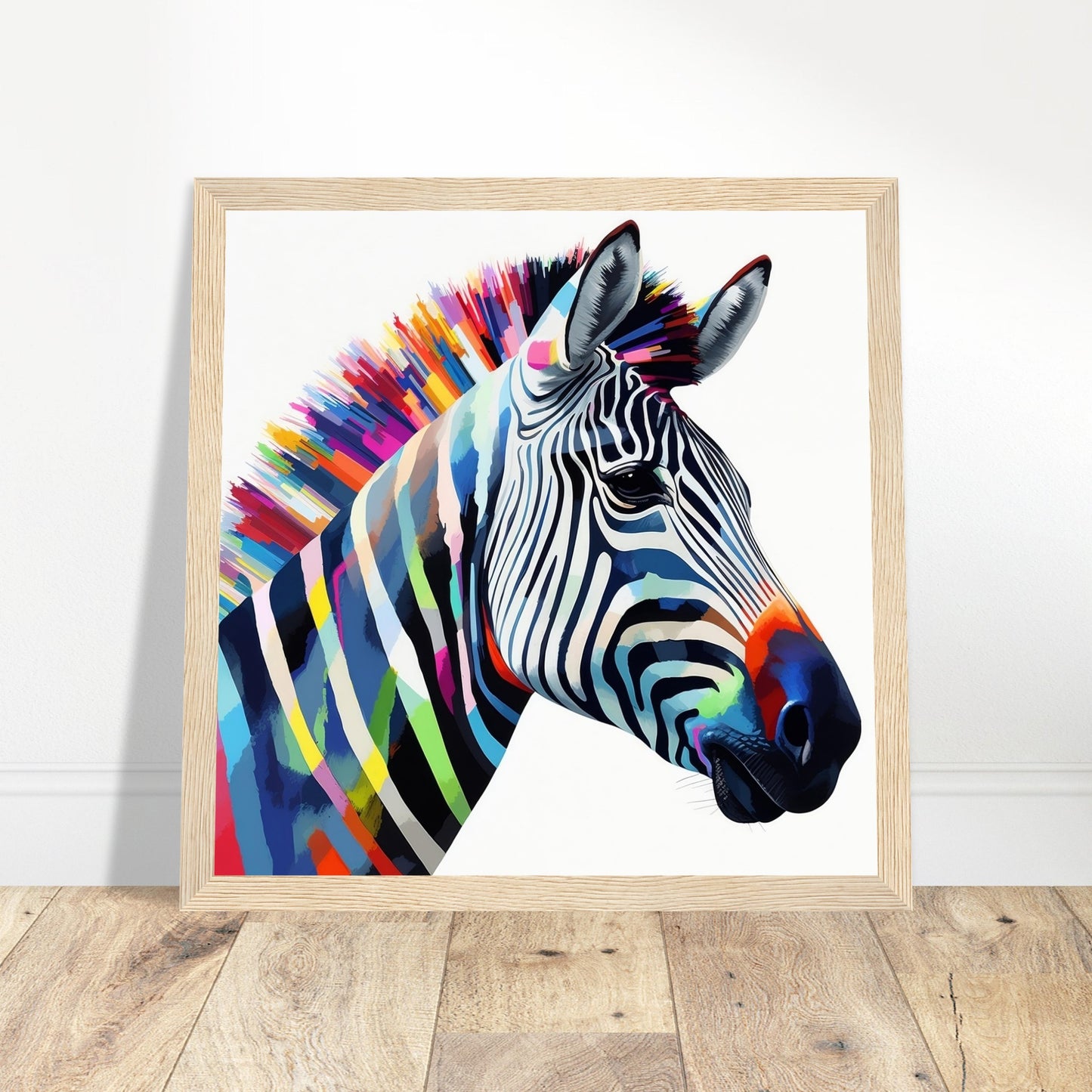 Colourful Zebra Artwork - Print Room Ltd No Frame Selected 50x50 cm / 20x20"